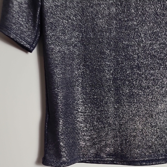 FORE Blue Shimmer Metallic Women's Short Sleeve Top Size Large - Picture 16 of 16